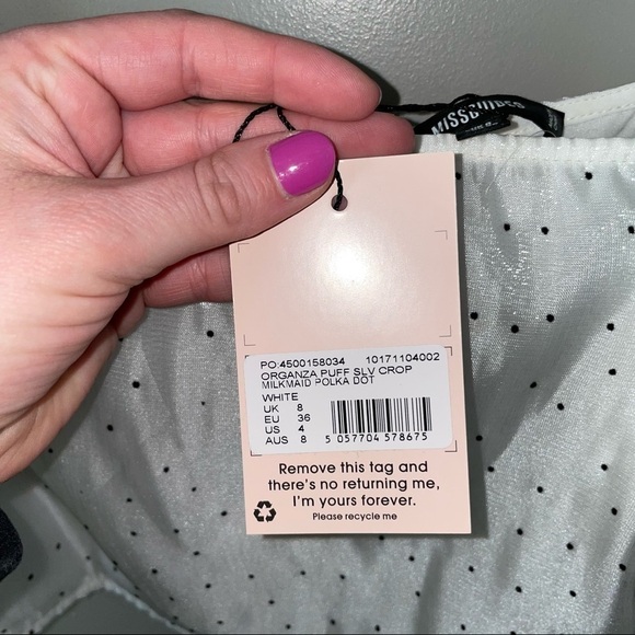 NWT Misguided Puff Sleeve Crop Top - Picture 8 of 10